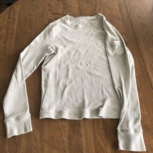 Lauren Ralph Lauren Cream Ribbed Cotton Long Sleeve Tee